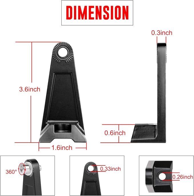 Light Bar Mounting Brackets, Side Mount Bracket Kit for Dual/Triple/Quad Row Straight or Curved LED Light Bar from 6 inch up to 52 inch Universal for Truck ATV UTV Off Road - 2 Pack