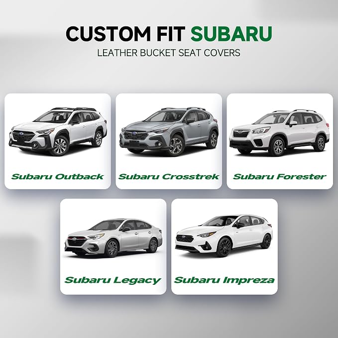 GIANT PANDA 2PCS Front Seat Covers for Subaru Outback Forester Crosstrek Legacy Impreza, Faux Leather Bucket Seat Cover Fit Subaru Seat Protectors-Black & Gray