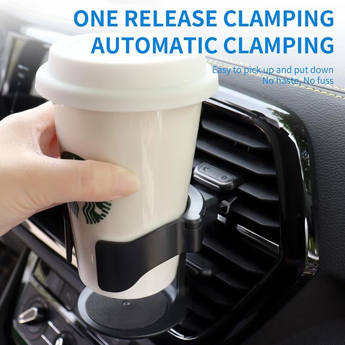 QIIYCCE Cup Holder for Car, Cup Holder Expander for Car Air Vents, Car Ashtray Holder, Suitable for Cars and Trucks with Horizontal Blade Vents (2PCS)