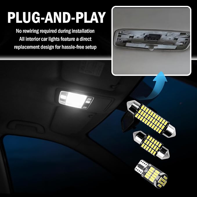 24PCS LED Interior Car Lights Kit,T10/31mm/41mm Car LED Lights Interior Replacement for Map Dome Door Trunk Light,Universal LEDs Light for Cars Interiors Fit for Most Cars/SUVs