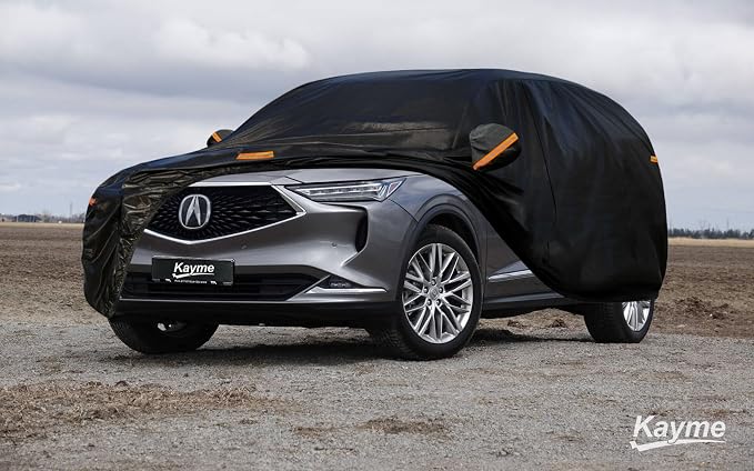 Kayme 7 Layers SUV Car Cover Custom Fit for Acura MDX (2001-2025) Waterproof All Weather for Automobiles, Outdoor Full Cover Rain Sun UV Protection.Black