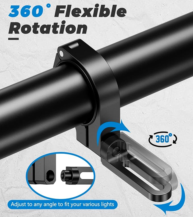 VAZESWIN 2 PCS UTV Light Bar Mounts, Off-Road Light Bar Mounting Brackets | Aluminium Alloy, 360° Adjustable Bar Clamps for 1.5"/1.75"/1.85"/2"/2.1" Roll Cage Roof Rack Bumper, for ATV Jeep Boat Truck