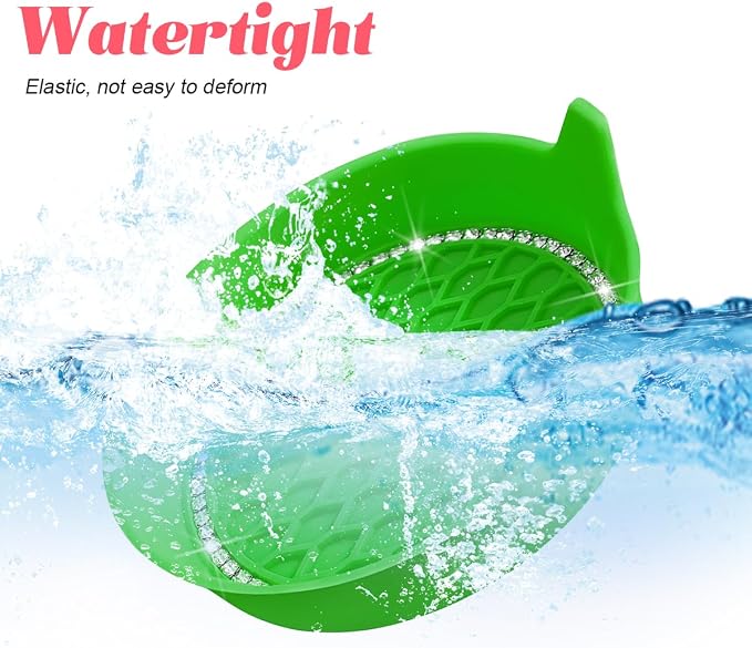 4PCS Bling Car Cup Holder Coaster, Crystal Rhinestone Insert Dustproof Non-Slip Drink Cup Mat, Diamond Shockproof Auto Interior Water Bottle Pad Cushion Coaster, Universal Fit (Light Green)