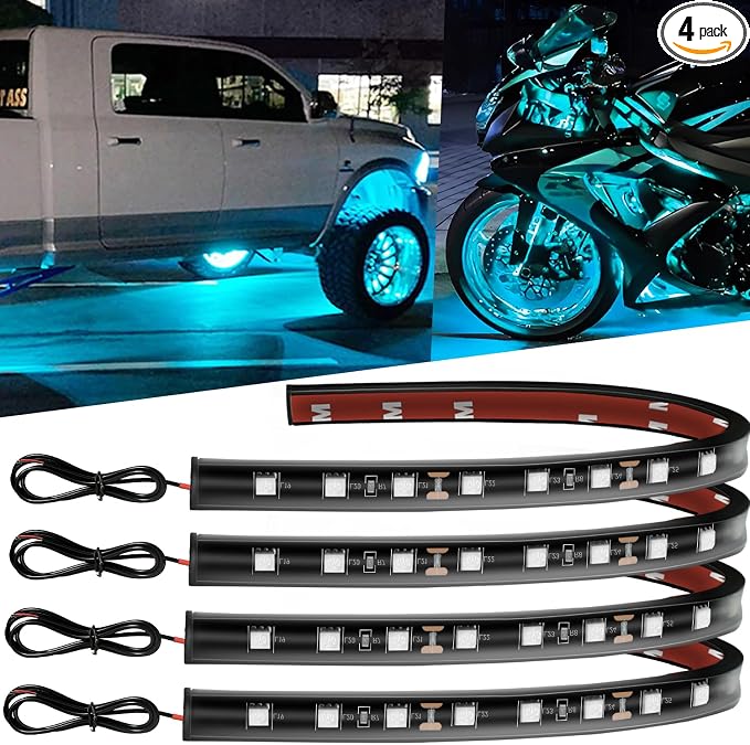 12V Led Light Strip 12.7" Waterproof ICE Blue Led Light Strips for Car Golf Cart Motorcycles Truck Boat Led Strip Lights,Pack of 4