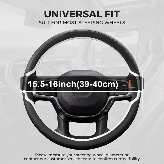 West Llama Glow in The Dark Steering Wheel Cover, Microfiber Leather with Anti-Slip Grip, Universal Fit 15.5-16 Inch Large Steering Wheels for Men Women (White+Red-Large Size)