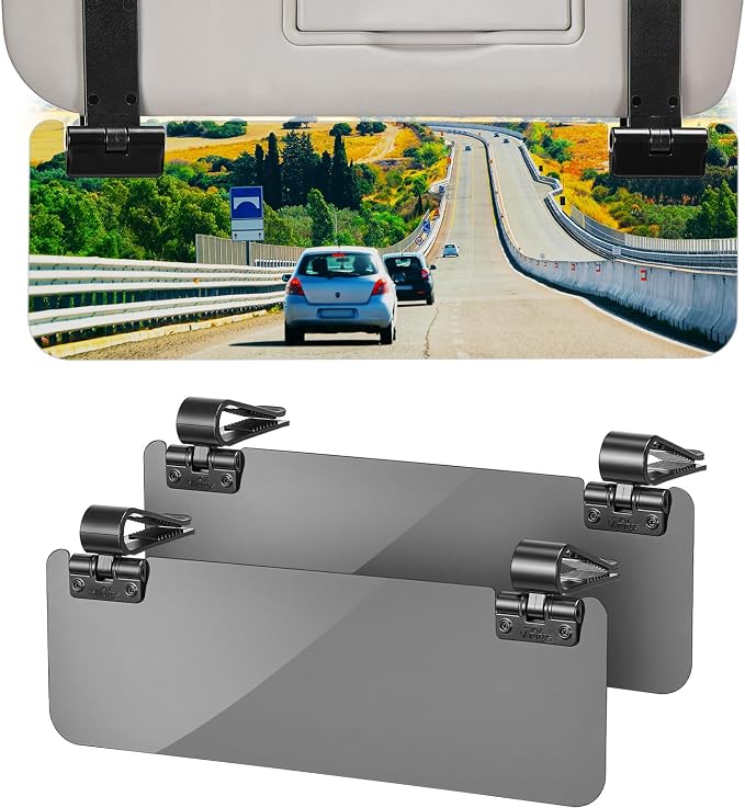 JOYTUTUS Sun Visor Extender for Cars, Polarized Sun Visor Extender Universal Sun Blocker UV400, Adjustable Visor Extension for Car Visor,Double-Clip,Anti Glare Stray Light