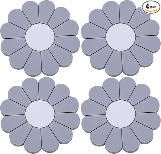 4-Pack Car Cup Holder Coaster Inserts, Daisy Shape, 2.75 Inch Non-Slip Silicone Cup Holder Insert, Universal Non-Slip Cup Holders, Car Accessories Interior for Women and Man (Gray)