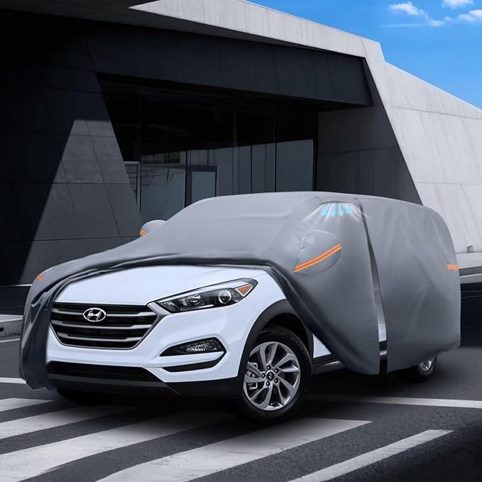 Waterproof Hyundai Tucson(ix35)(2004-2026) Car Cover with Breathable Vents, [Upgrade] Premium Covers with Cotton Liner and Zipper Door, Sun Rain Snow Dust Uv Protection.(Gift with Towel)