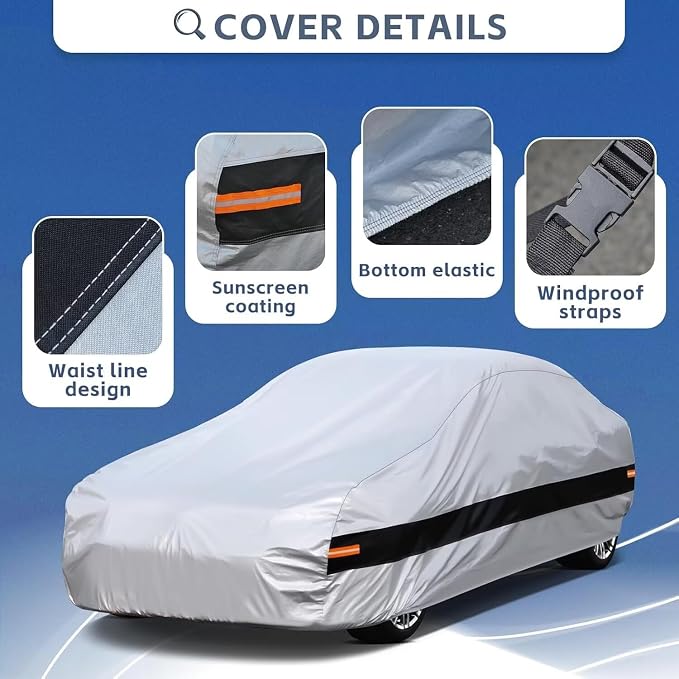 10 Layers Car Cover Custom Fit for Nissan 350Z 370Z Z (2002-2026), Waterproof All Weather for Automobiles, Outdoor Full Cover Sun Dust Rain Protection with Cotton. Silver