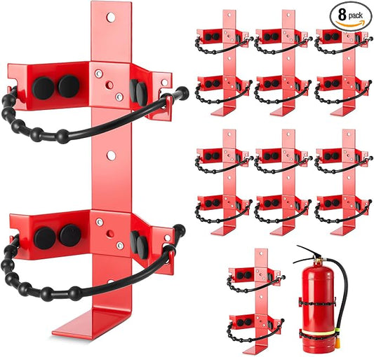 RattanView 8 Pcs Fire Extinguisher Mount Bracket Adjustable, Supports up to 2.5 and 5lb, Heavy-Duty and Easy Installation, Ideal for Home, Truck, RV, Boat, Commercial Use, Secure and Durable Holder