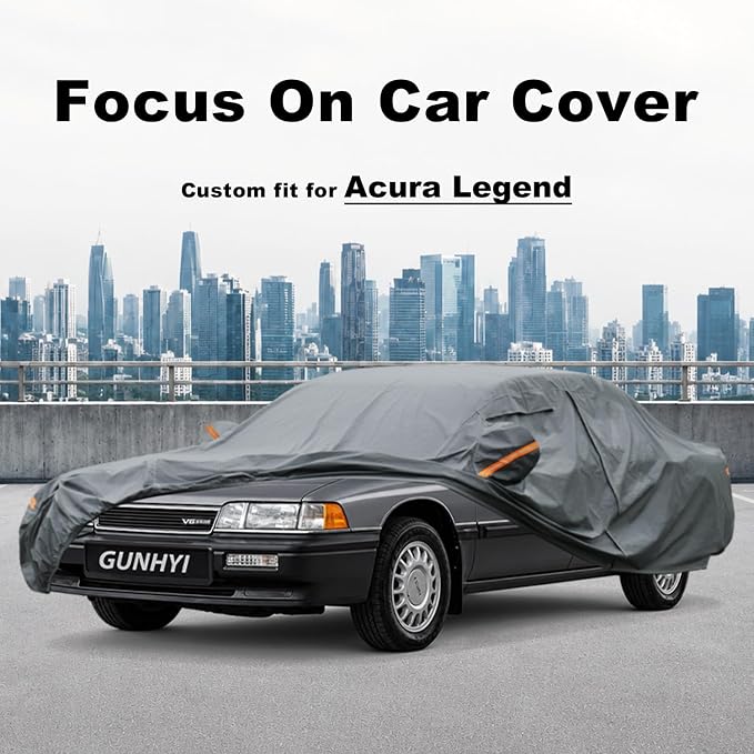GUNHYI Premium Car Cover Custom Fit Acura Legend, 16 Layers Heavy Duty Car Cover Waterproof All Weather with Zipper Door for Sun Rain Snow Dust Uv Protection
