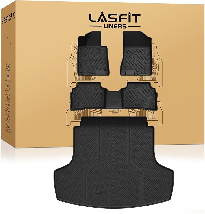 LASFIT Floor Mats & Cargo Mat for Hyundai Sonata Hybrid 2020-2026 (Only Fit Hybrid, Not Fit Gas), All Weather TPE Custom Fit Floor Liners with Full Set Car Mats & Trunk Mats Accessories, Black