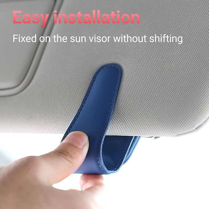 Sunglass Holder for Car Sun Visor Sunglasses Clip Car accessories -Blue | sun visor organizer, ticket card clip, eyeglass sunglasses holder, one-handed magnetic, anti-scratch, car stuff for women men