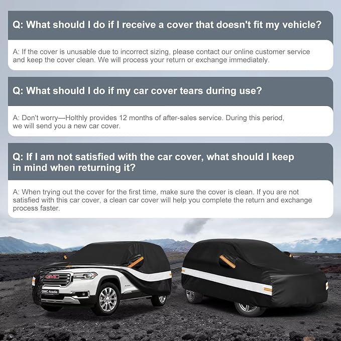 10 Layers SUV Car Cover Custom Fit for GMC Acadia (2007-2026), Waterproof All Weather for Automobiles, Outdoor Full Cover Sun Dust Rain Protection with Cotton. Black