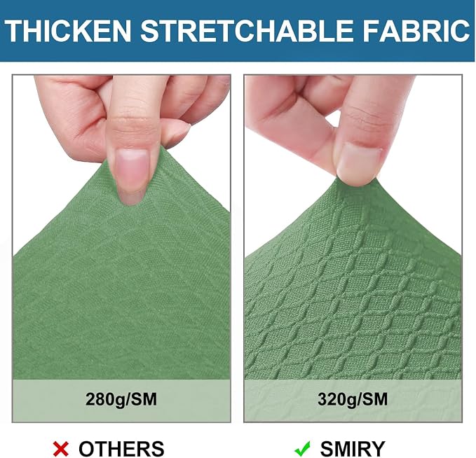 Smiry Waterproof Seat Covers for Dining Room Chairs Set of 4, Stretch Jacquard Removable Washable Chair Seat Slipcovers Protector, No Rear Covers, Green