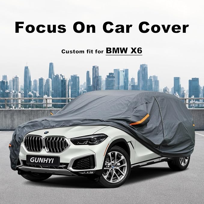 GUNHYI Premium Car Cover Custom Fit BMW X6, 16 Layers Heavy Duty Car Cover Waterproof All Weather with Zipper Door for Sun Rain Snow Dust Uv Protection