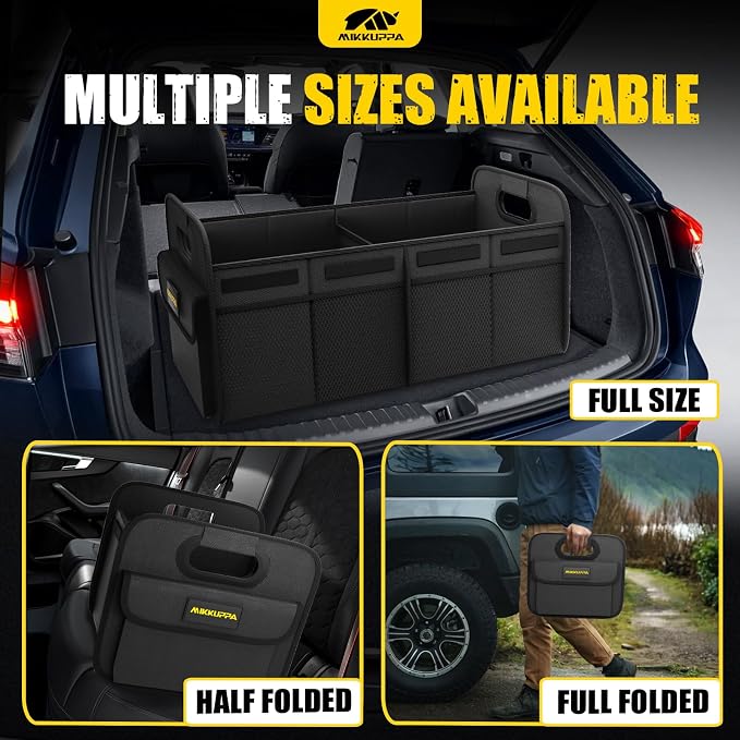 MIKKUPPA Car Trunk Organizer - 75L Collapsible Trunk Organizer with Reinforced Handles for Groceries, Trunk Storage Organizers for SUV Auto Truck Van with Non Slip Bottom (Black)