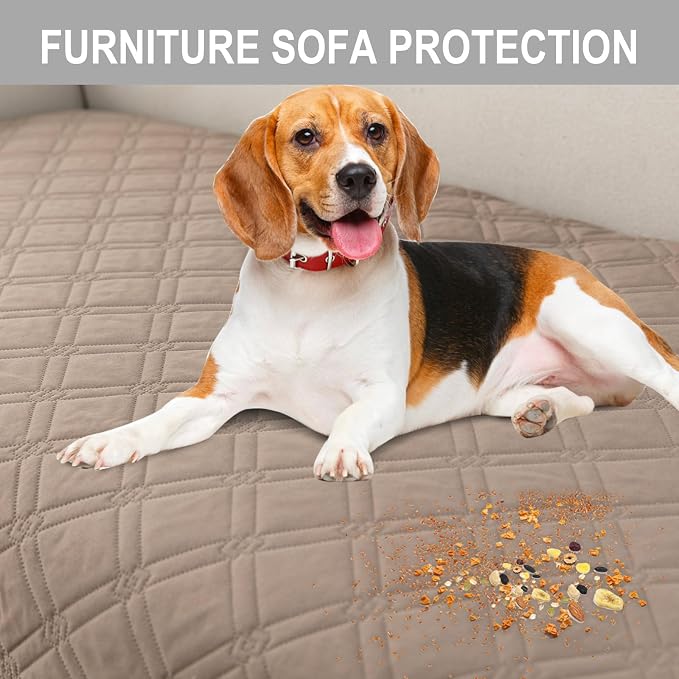 Genina L Shape Couch Cover, Sectional Couch Chaise Covers, Waterproof Washable Sofa Covers for Left L Shape Chaise Lounge, Anti-Slip Sofa Slipcovers for Dogs Cats Pet Friendly(Taupe)