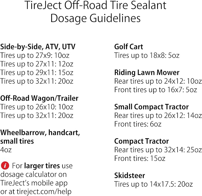 TireJect Tire Sealant Refill (10oz Pouch) - Flat Tire Repair - Fix & Prevent Flat Tires - ATV UTV SxS Lawn Mower Golf Cart Tractor