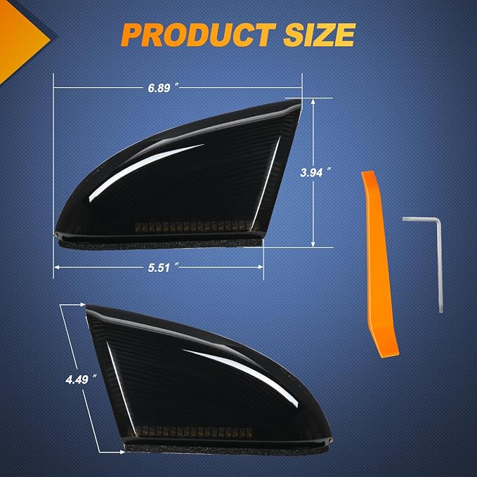 Nilight Side Mirror Marker Light Switchback Amber Turn Signals White Puddle Lights Smoked Lens Plug and Play Compatible With 2009-2018 Ram 1500 2500 3500 2009-2022 Classic