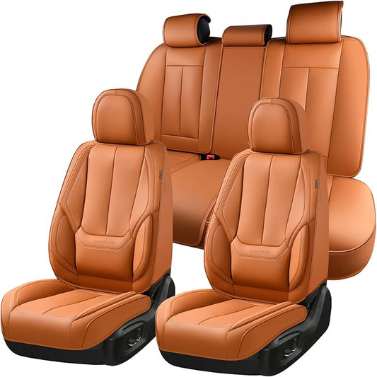 Coverado Car Seat Covers, Seat Covers for Cars, Waterproof Leather Auto Seat Protectors, Leather Car Seat Cushion, Car Interiors Accessories Universal Fit for Most Cars