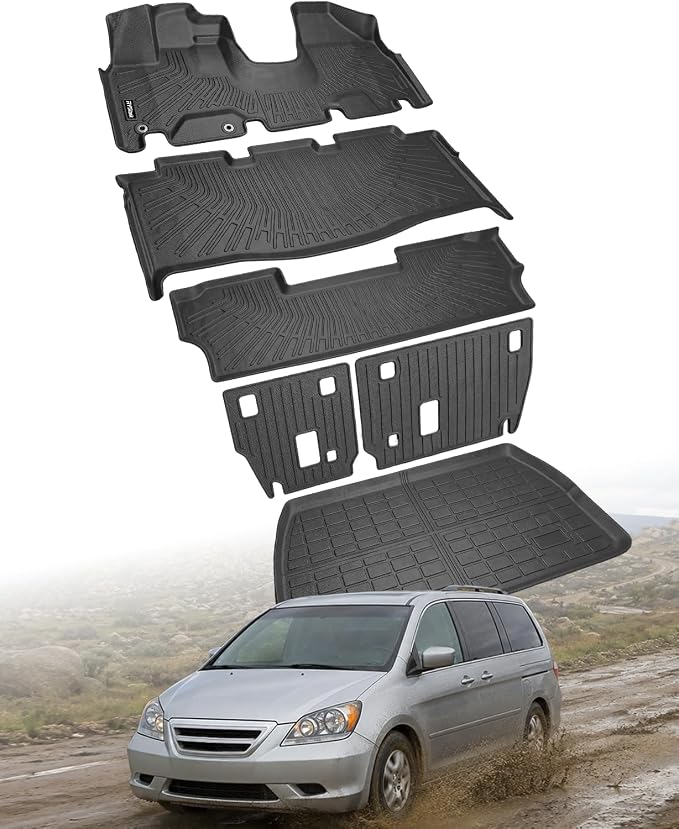 Compatible with Honda Odyssey 2005-2010 Floor Mats & Cargo Line with Backrest Mats,All Weather Protection TPE, Anti-Slip Floor Liner Compatible with Odyssey 05 06 2007 2008 2009 2010 Accessories