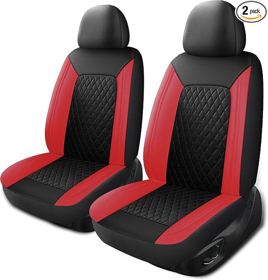 HChengkikz Faux Leather Front Car Seat Covers, 2 Pack Seat Protectors | Easy to Install Auto Interior Accessories Universal Fit for Sedans, SUVs, Trucks, Vans