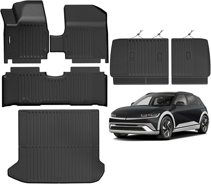 Naibeve Floor Mats for 2025-2026 Hyundai Ioniq 5 Unmovable Console | All Weather Custom Fit Floor Mats, Cargo Mat, Backrest Mats Interior Protector accessories