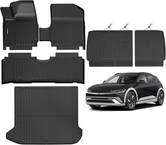 Naibeve Floor Mats for 2025-2026 Hyundai Ioniq 5 Unmovable Console | All Weather Custom Fit Floor Mats, Cargo Mat, Backrest Mats Interior Protector accessories