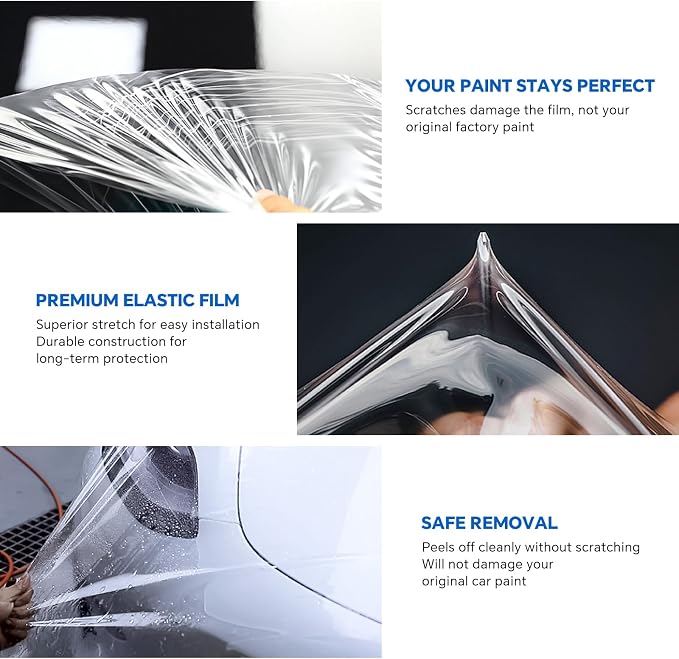 Clear Paint Protection Film Roll (12 x 25 Inch), 8Mil Gloss TPU Self-Healing Anti-Yellow Wrap, Scratch & Chip Protection for Car, Truck, Motorcycle, Bike Frame Protection Tape