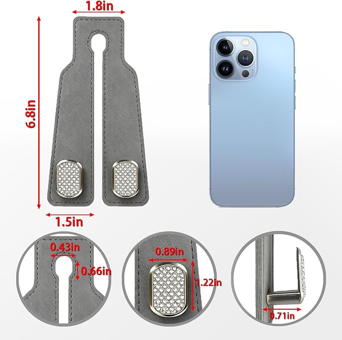 Car Hooks for Headrest: 2Pc Car Seat Back Storage Headrest Hook - Premium Leather Double Metal Hook - Purse Hook For Car Headrest - Car Headrest Hooks for Purses, Handbags, Bags - Grey Diamond