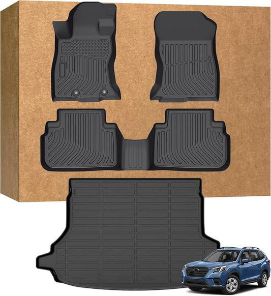 Floor Mats for Subaru Forester 2019-2024, Heavy Duty TPE Waterproof Non-Slip All Weather Protection Custom, Floor Mats & Cargo Liner