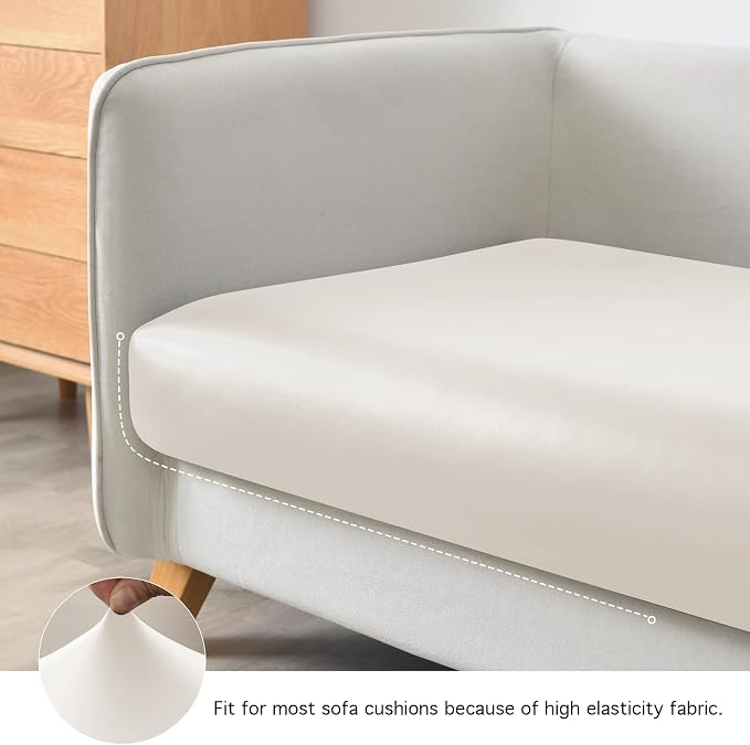Yates Home PU Leather Couch Sofa Cushion Slipcover Water-Proof Elastic Chair RV Seat Covers Loveseat Sofa Furniture Protector Slip Cover for Settee Seater Replacement in Living Room（Chair, Ivory）
