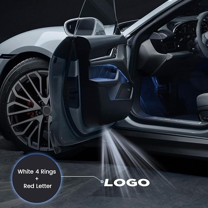 Car Door Lights Logo Projector - 4K HD Puddle Lights for A1/A3/S3/RS3/A4/S4/RS4/A5/S5/RS5/A6/S6/RS6/A7/S7/RS7/A8/S8/Q3/Q5/SQ5/Q7/SQ7/Q8/SQ8/RSQ8/TT/TTS/TTRS/R8 Series (4 Pack)