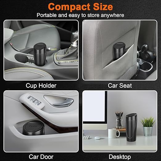 Car Trash Can, Leakproof Mini Car Garbage Can Cup Holder with Lid | Car Door Trash Bin with 20 Trash Bags, Vehicle Front Back Seat Organizers and Storage for Car, Home, Office, Black