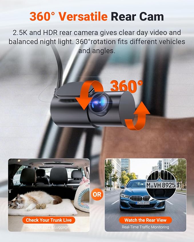 Vantrue New N4S 3 Channel Dash Cam, STARVIS 2 Night Vision, Front Rear Inside Dashcam for Cars, Front and Rear Dual Channel, PlatePix Tech, Parking Mode, Wi-Fi, GPS, 2" IPS, Support 1TB (RC18)