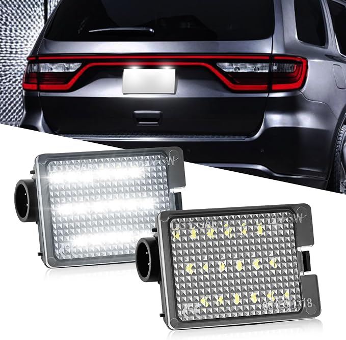 LESAUCE LED License Plate Light For 2014-2023 Dodge Durango Pickup Truck, 6000K White, 18 SMD, Tag Lamp Assembly Replacement, Plug and Play, Pack of 2