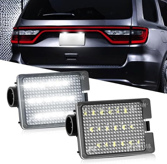 LESAUCE LED License Plate Light For 2014-2023 Dodge Durango Pickup Truck, 6000K White, 18 SMD, Tag Lamp Assembly Replacement, Plug and Play, Pack of 2