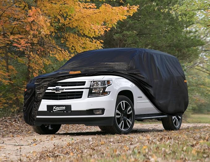Kayme 7 Layers SUV Car Cover Custom Fit for Chevrolet Chevy Tahoe (2007-2025) Waterproof All Weather for Automobiles, Outdoor Full Cover Rain Sun UV Protection.