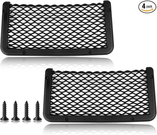 ABS Plastic Frame Automotive Cargo Nets Car Net Pocket Phone Car Mesh Net Holder RV Storage Boat Cargo Pocket Organizer Framed Mesh Net Pocket with Screws for Auto RV Net(4, 9 x 4 Inch)