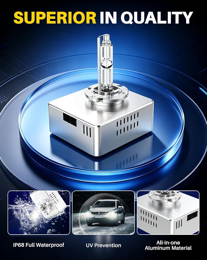 AUTOONE D5S HID Headlight Bulbs, 30000LM 6000K Cool White, 600% Brightness, Lamps Replacement for Cars, Plug and Play (Pack of 2)