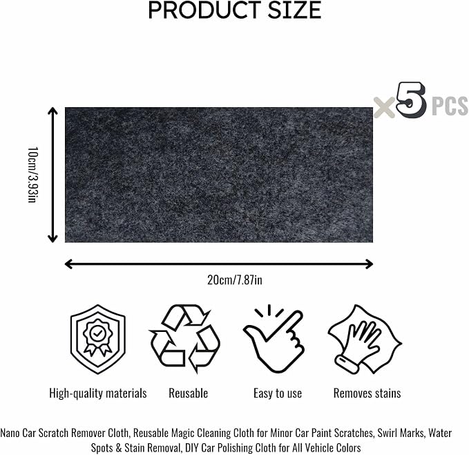 5PCS Nano Sparkle Cloth for Car Scratches,Nanotechnology Scratch Remover, Effectively Remove Light Scratches, Swirl Marks, Paint Oxidation on Cars, Trucks, Motorcycles, Safe for All Paint Colors