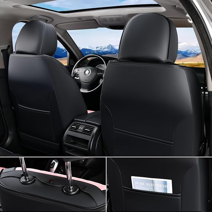 FLORICH Leather Seat Covers, Car Seat Covers Full Set, Car Seat Protectors 5 Seats, Pink Driver Seat Covers Fit for Most Cars Trucks SUV