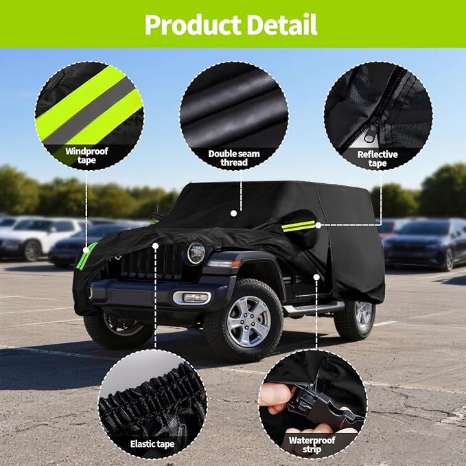 for Wrangler Cover Waterproof 2 Door, All Weather for Rain Cover for Automobiles
