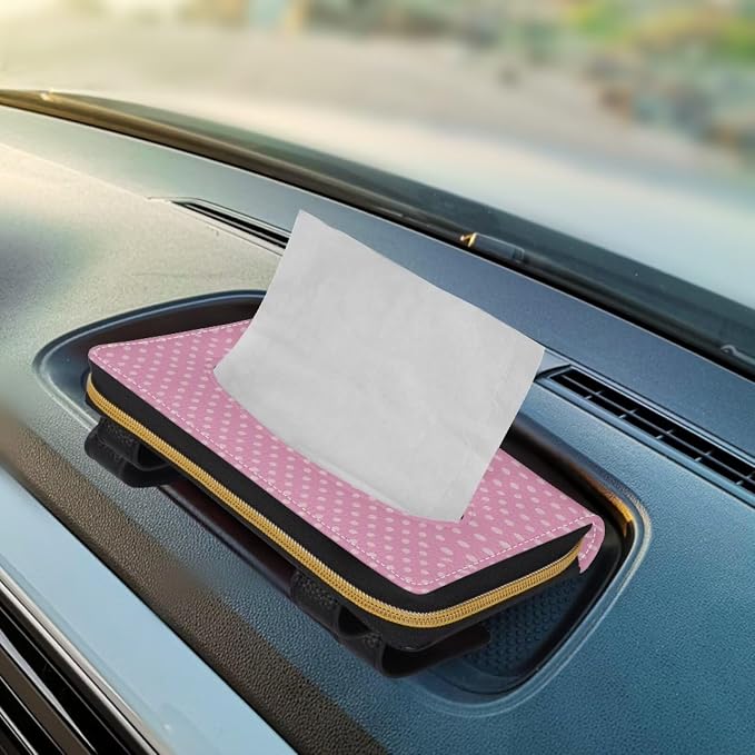 Pink Dots PU Leather Sun Visor Napkin Holder Car Visor Tissue Holder Car Visor Backseat Case Holder Car Visor Backseat Case Holder
