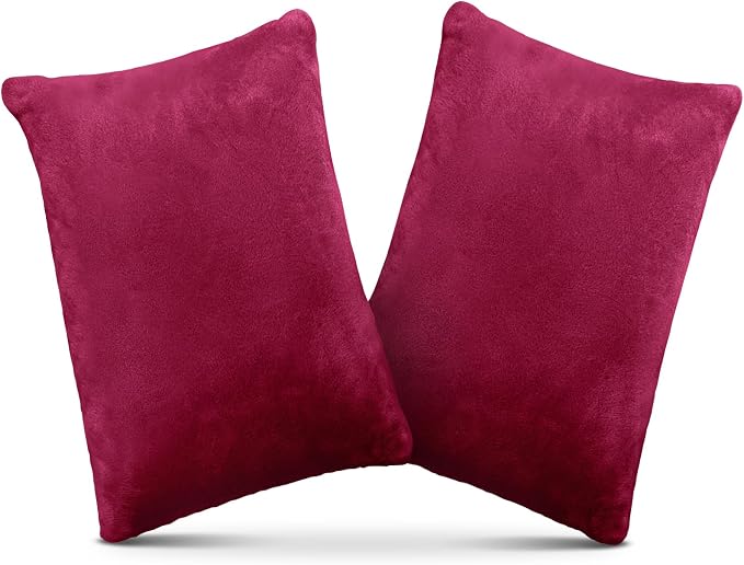 1 MIDDLE ONE 2 Pack Small Pillow, Memory Foam Mini Pillow 11 X 7 Inches for Travel, Sleeping, Nap and Neck, Knee, Lumbar Support, Tiny Cushion for Pet, Dogs (Burgundy)