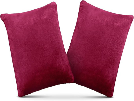 1 MIDDLE ONE 2 Pack Small Pillow, Memory Foam Mini Pillow 11 X 7 Inches for Travel, Sleeping, Nap and Neck, Knee, Lumbar Support, Tiny Cushion for Pet, Dogs (Burgundy)