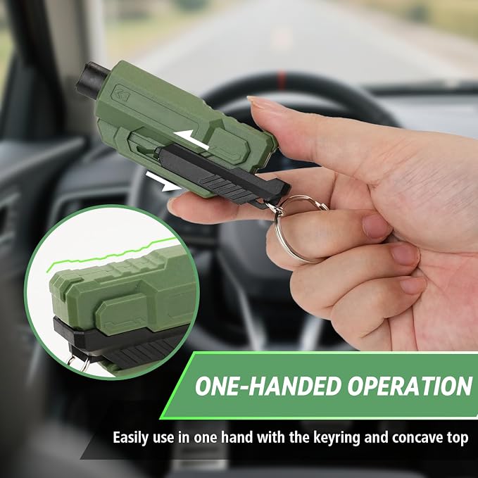 SINSEN Window Breaker Seatbelt Cutter, Life Hammer Car Escape Tool, Portable Escape Kit, 2 Pack(Green & Blue)