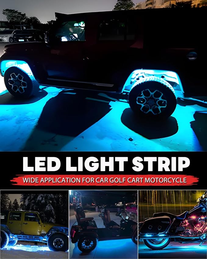 12V Led Light Strip 12.7" Waterproof ICE Blue Led Light Strips for Car Golf Cart Motorcycles Truck Boat Led Strip Lights,Pack of 4