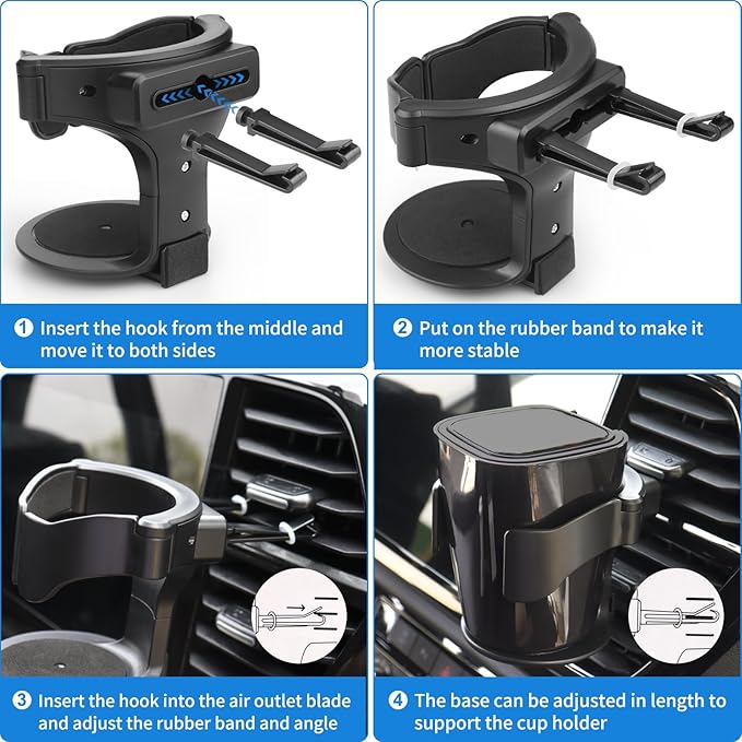 QIIYCCE Cup Holder for Car, Cup Holder Expander for Car Air Vents, Car Ashtray Holder, Suitable for Cars and Trucks with Horizontal Blade Vents (1PCS)